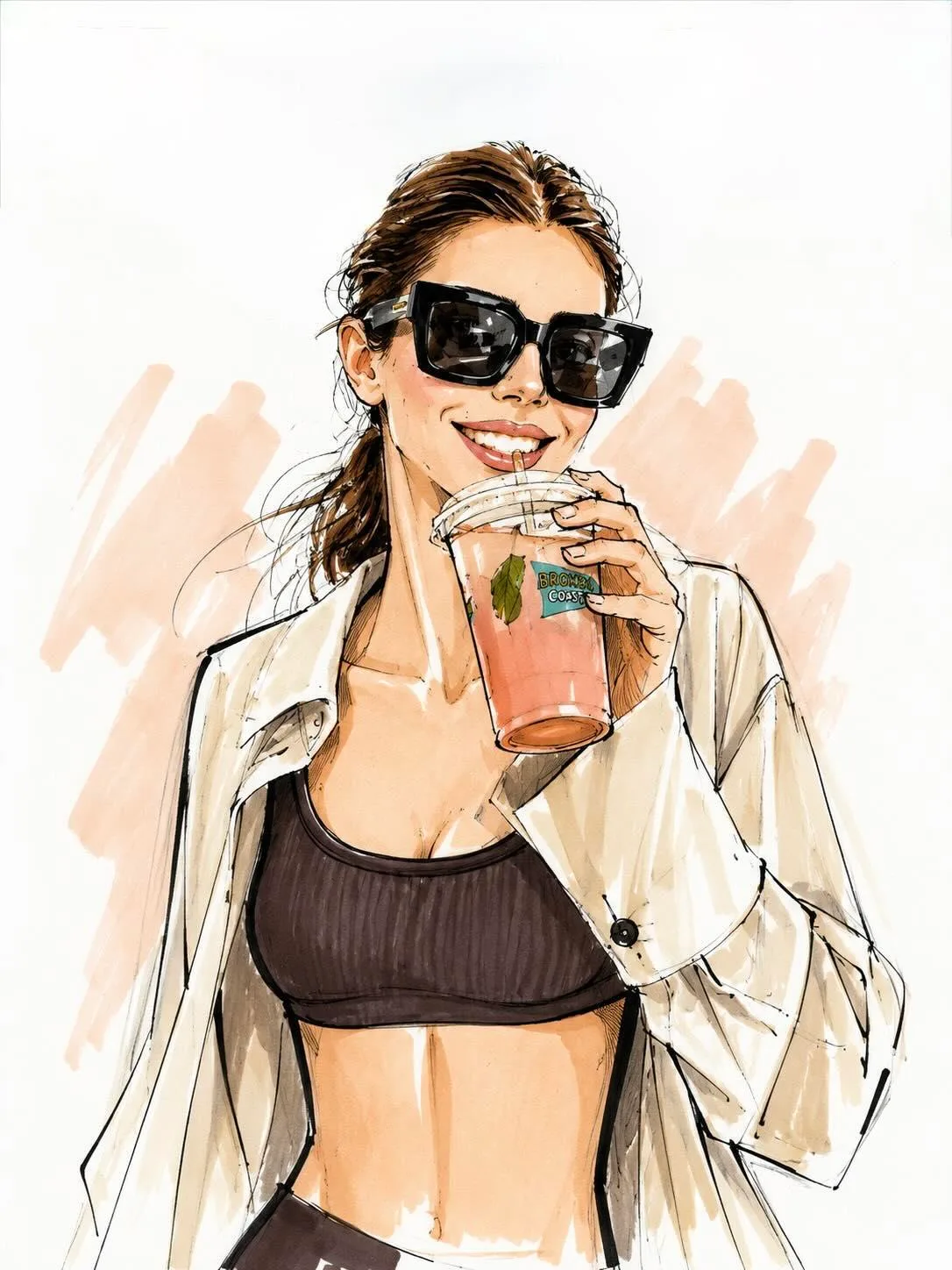 ภาพประกอบแฟชั่นสไตล์ Vogue แบบมินิมอล 1