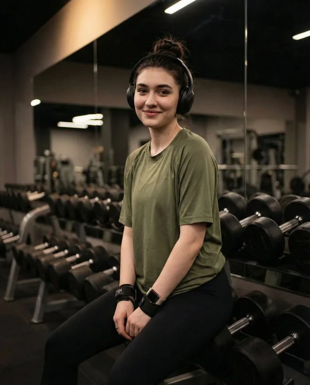สาวฟิตเนสสุดมั่นในยิม แสงอบอุ่น