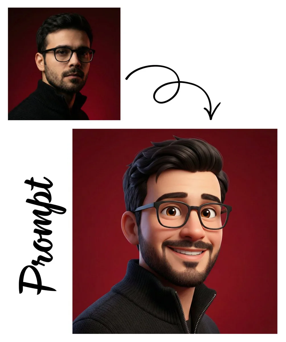 สร้างคาแรกเตอร์ 3D สไตล์ Pixar จากรูปภาพ 1