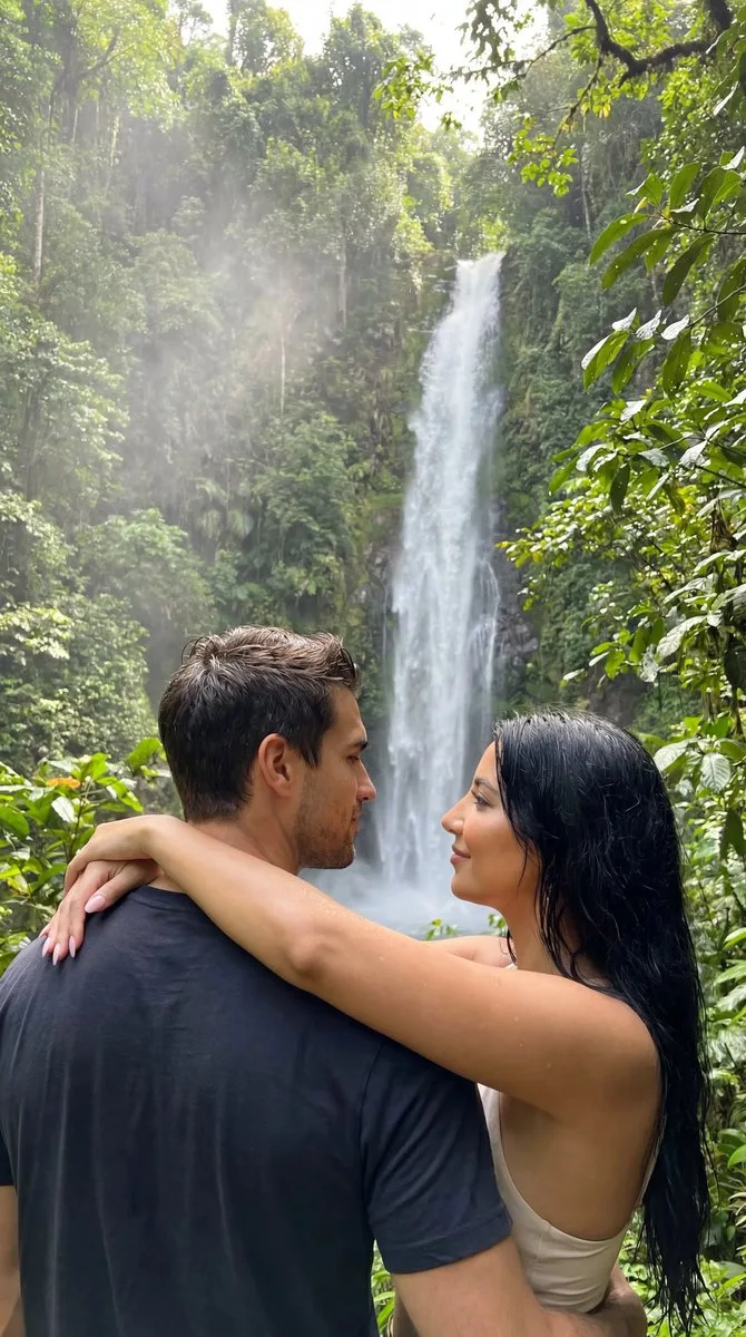 คู่รักในม่านหมอกน้ำตกป่าดิบชื้น 1