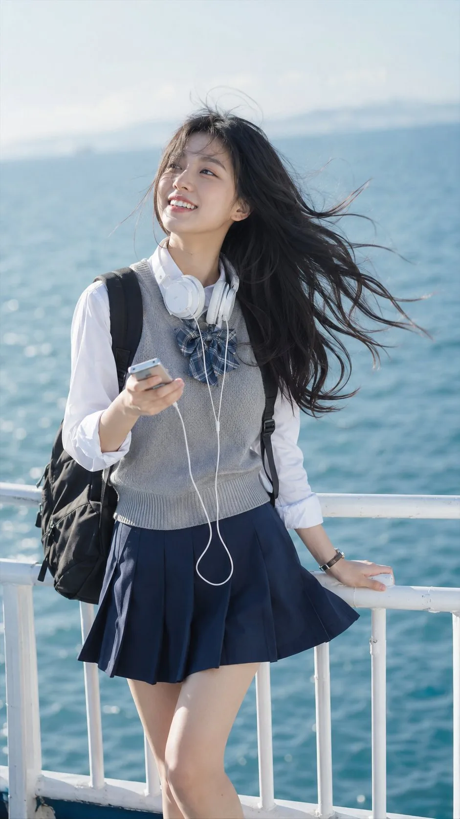 หญิงสาวเอเชียริมทะเลสไตล์ When the Wind Rises 1