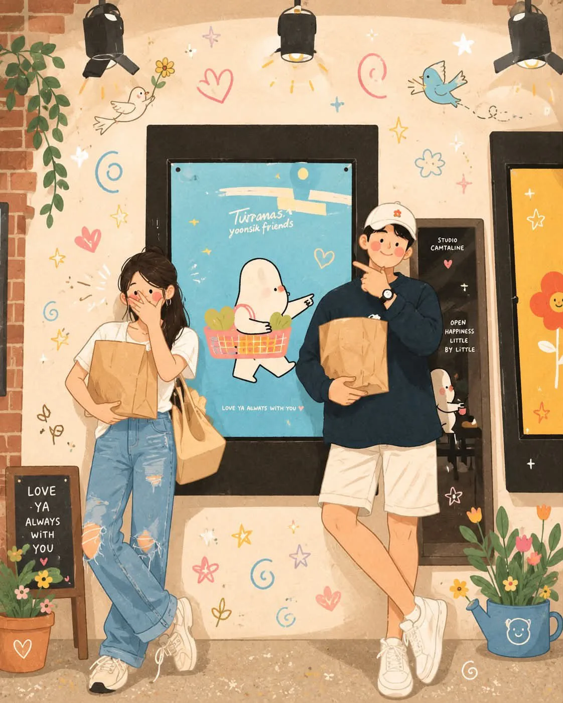 ภาพประกอบสไตล์เกาหลีแนวอบอุ่น น่ารัก 1