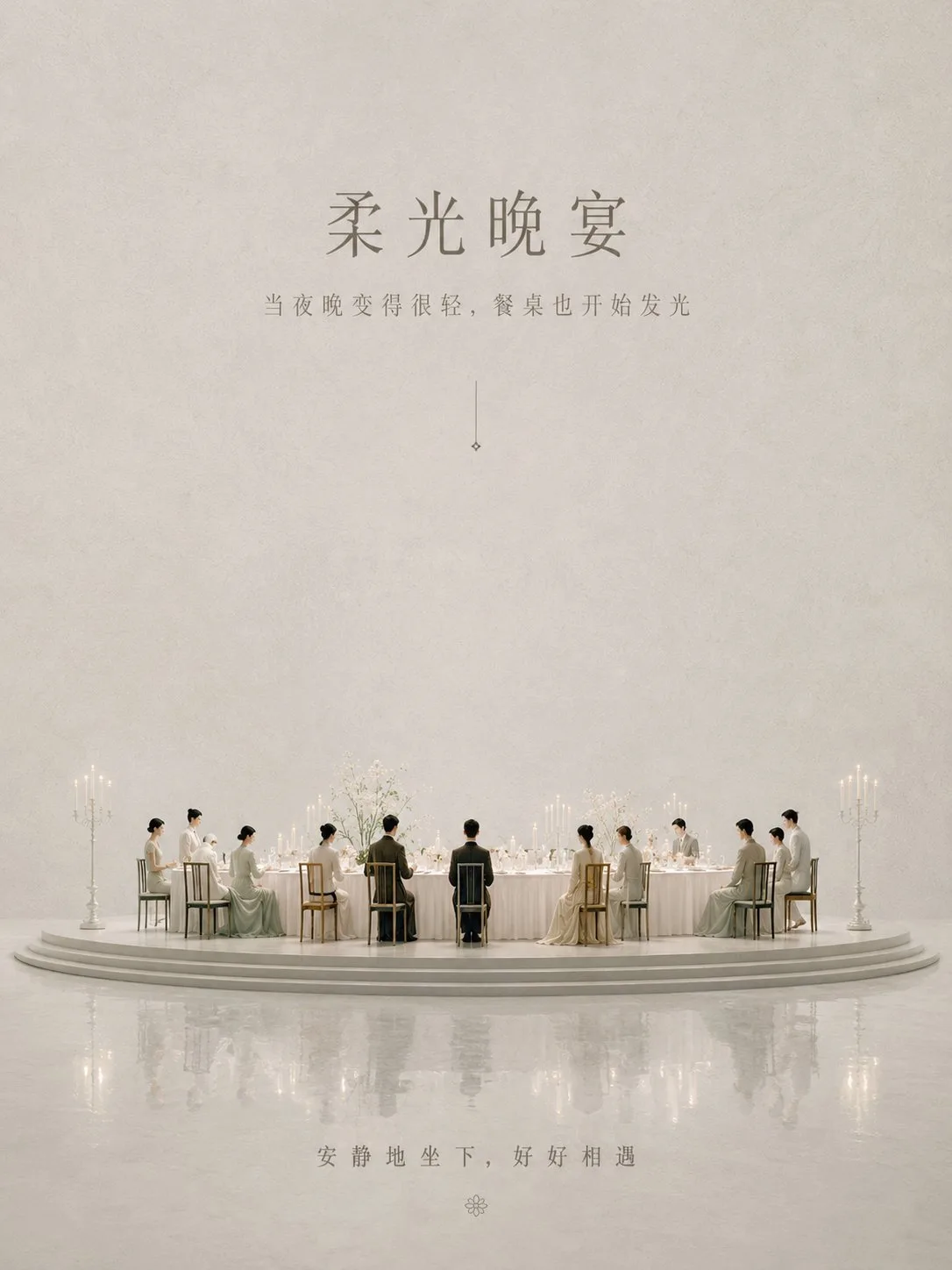 โปสเตอร์งานเลี้ยงสีขาว มินิมอล อาร์ตจีน 1