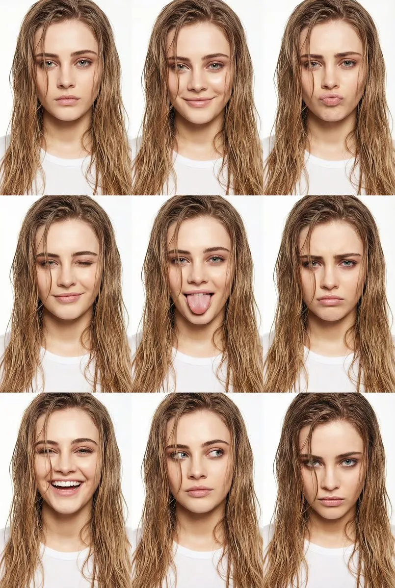 สาวผมเปียก มินิมอล 9 ช่อง: แฟชั่นหลากอารมณ์ 1