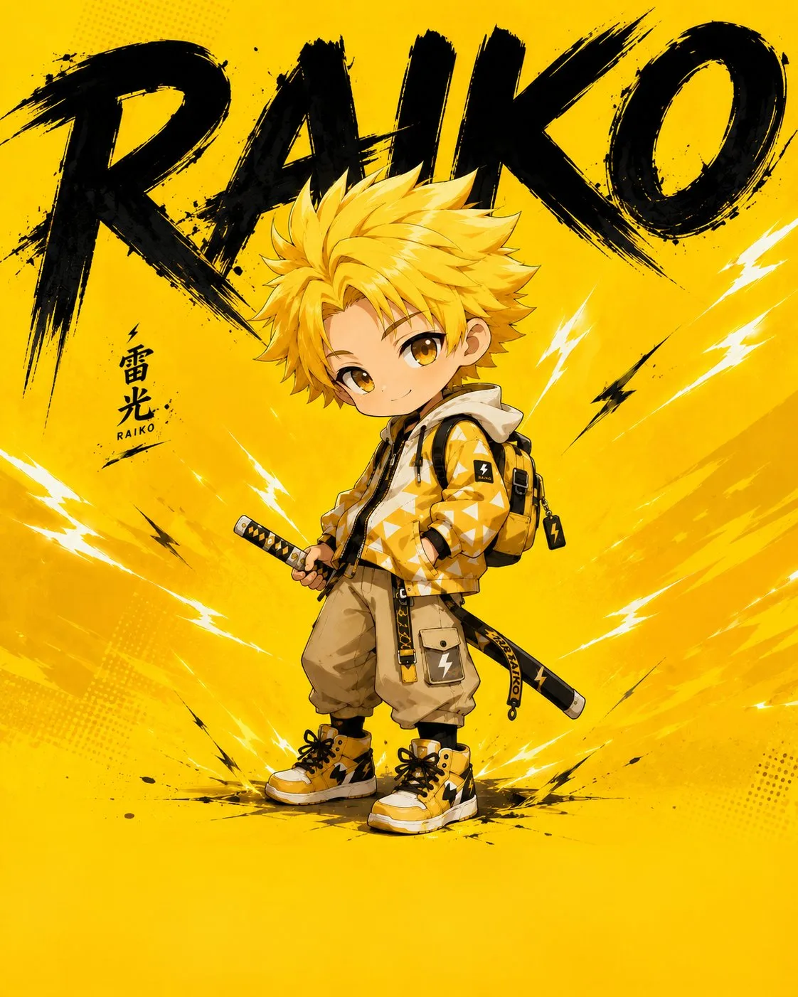 โปสเตอร์อนิเมะ Q-เวอร์ชัน: นักดาบผมเหลืองสุดเท่ 1