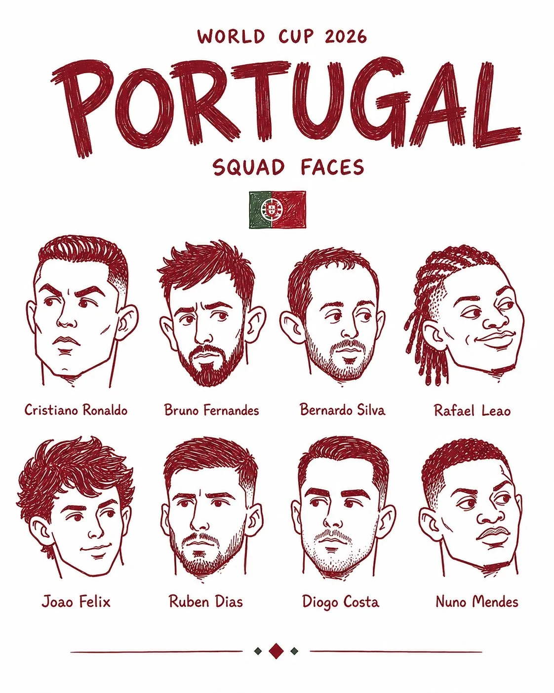 โปสเตอร์ทีมชาติฟุตบอลโลก 2026 สไตล์ Doodle 2