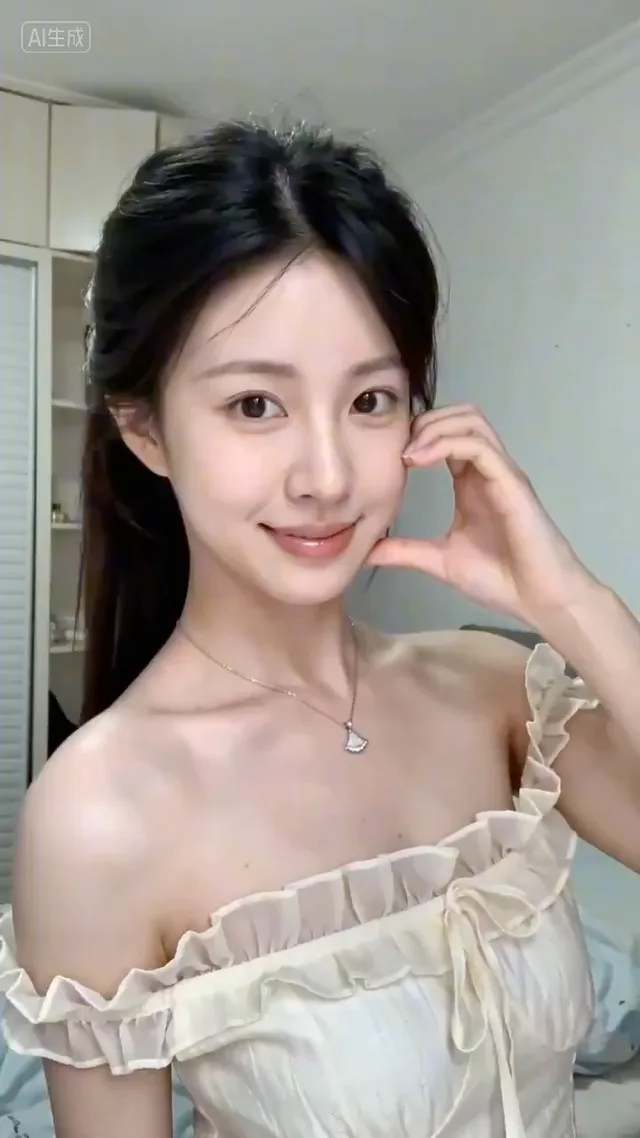 สาวมิลเลนเนียลถ่ายรูปเล่นในห้องนอน