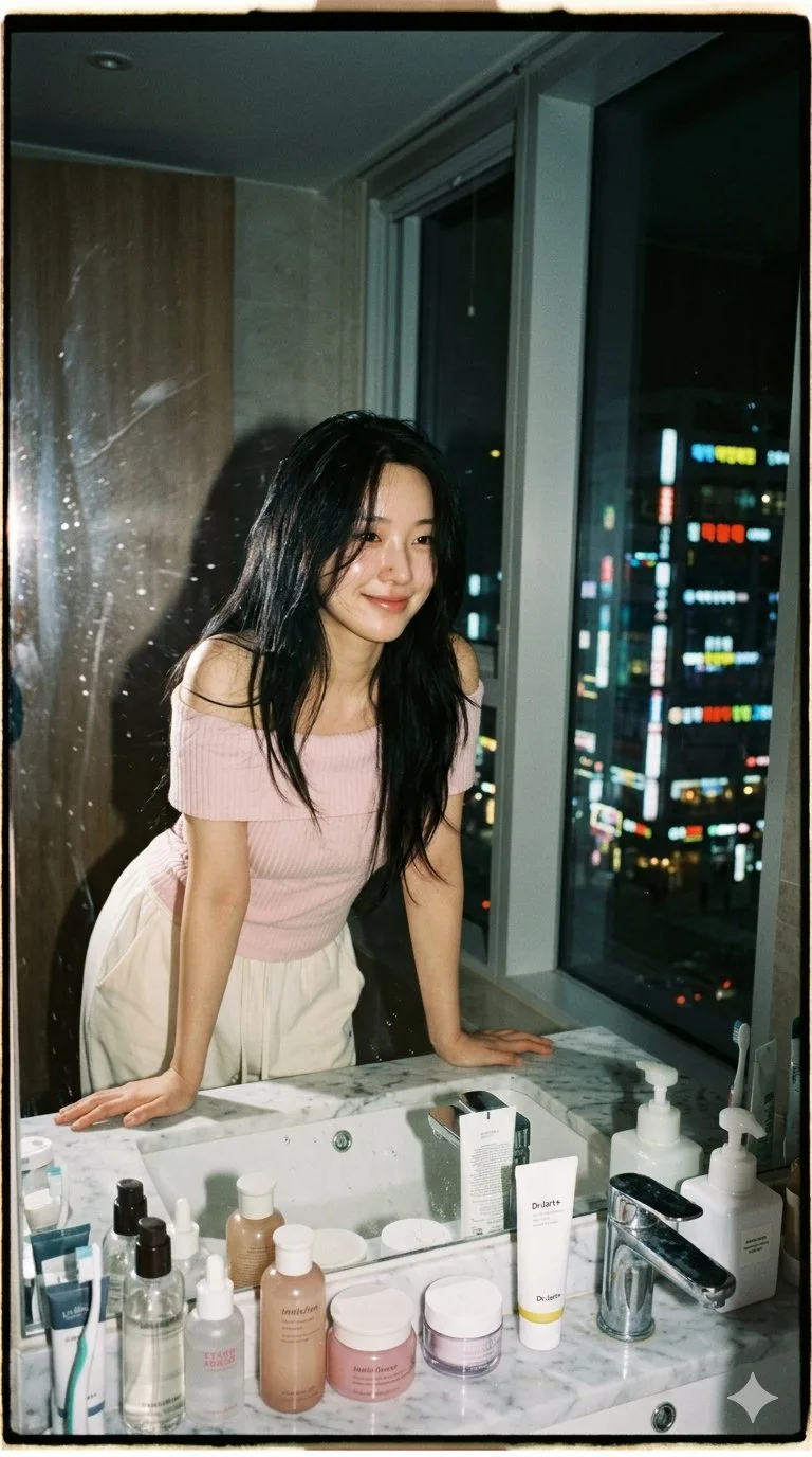 ภาพพอร์ตเทรตหญิงสาวจากกระจกห้องน้ำ สไตล์ฟิล์ม 1