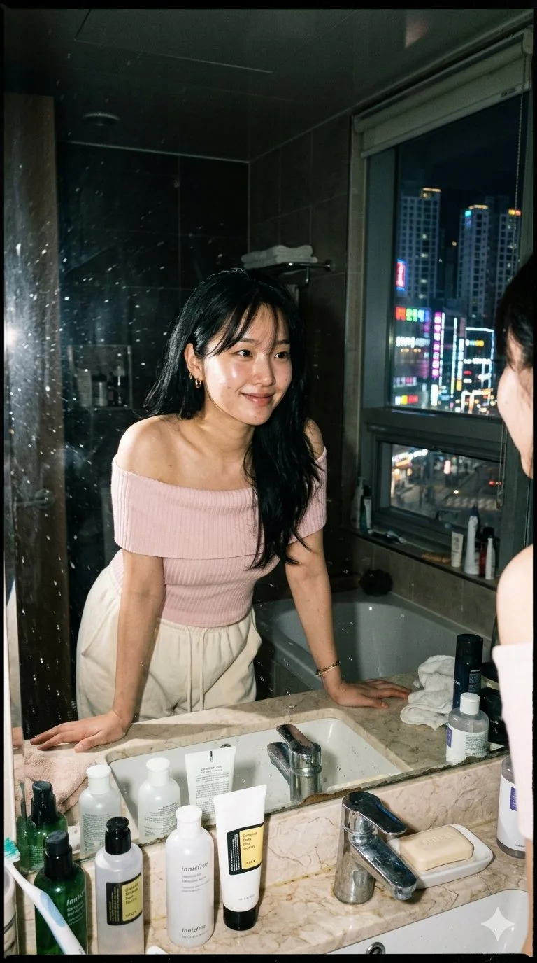 ภาพพอร์ตเทรตหญิงสาวจากกระจกห้องน้ำ สไตล์ฟิล์ม 2