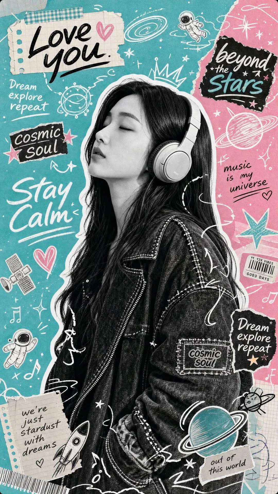 โปสเตอร์เพลง Y2K คอลลาจ สไตล์มิลเลนเนียล 2