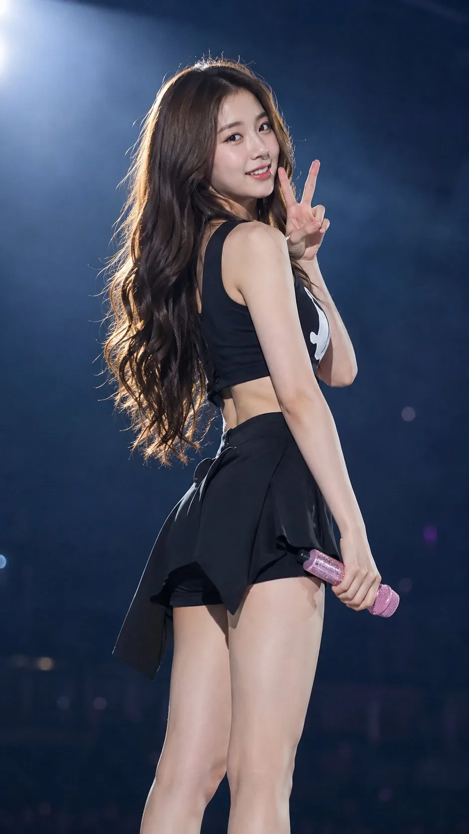 สาวเอเชียทำมินิฮาร์ทบนเวที แสงสีฟ้าสุดอลังการ 1