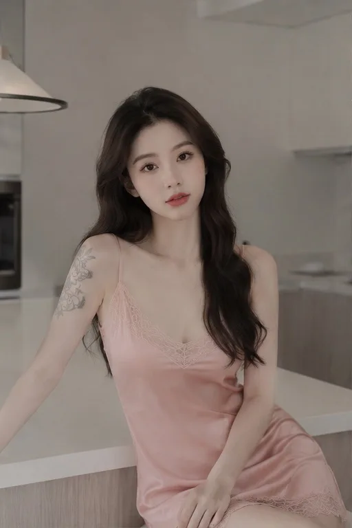 สาวเอเชียในครัวมินิมอล: ภาพพอร์ตเทรตสวยสง่า 1