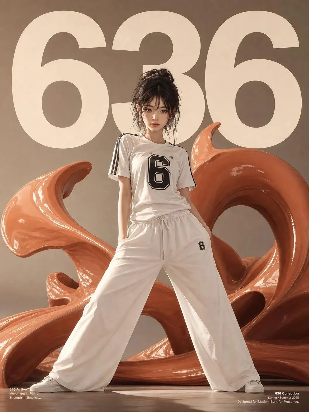 สาวเกาหลีอนิเมะกึ่งสมจริง ฉบับแฟชั่น ชุดกีฬา 1