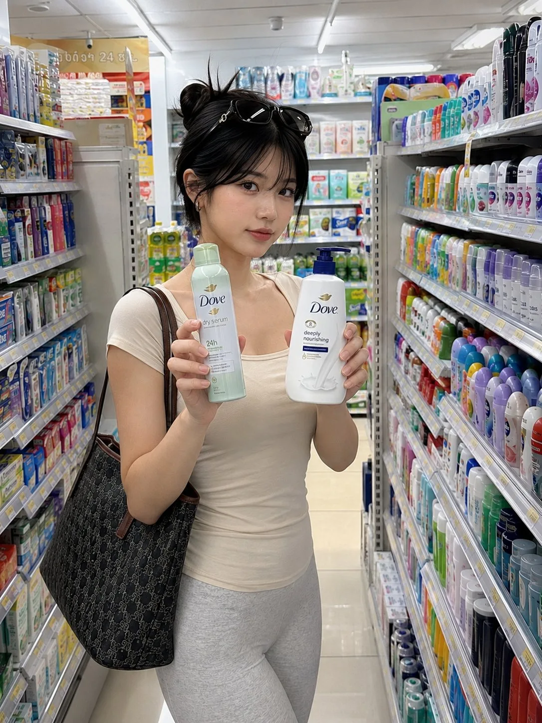 หญิงสาวช้อปปิ้งในร้านสะดวกซื้อ: ภาพเหมือนจริง 2
