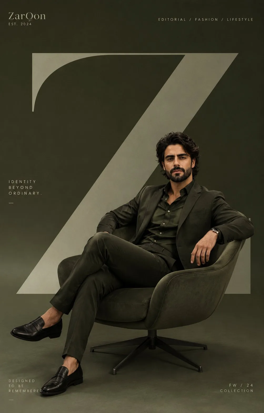โปสเตอร์แฟชั่น ZarOon: เรียบหรู ทันสมัย โทนเขียว 1